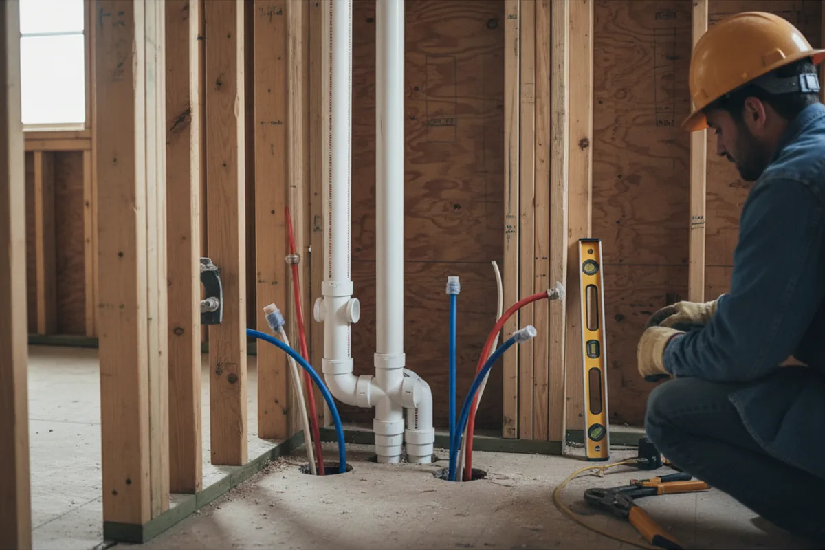 Drain and supply rough-in during Leak Detection in Minter