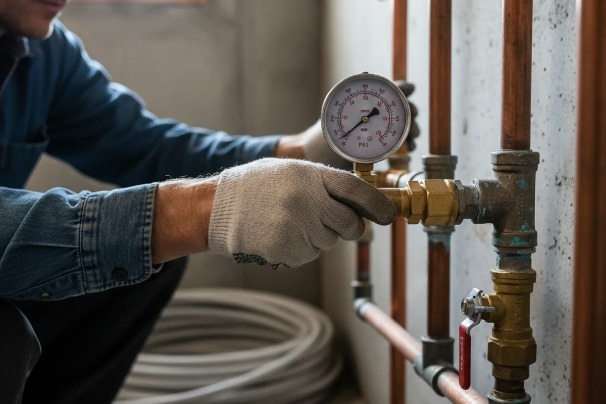 Pressure testing a repaired line during Water Line Repair in Minter
